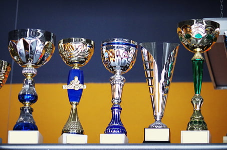 five assorted-color trophies thumbnail