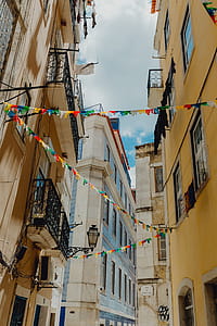 Streets decorated for the Saint Anthony Feast in Lisbon, Portugal thumbnail