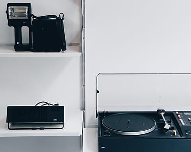 black and grey portable turn table thumbnail
