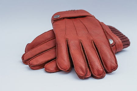 pair of red leather gloves thumbnail