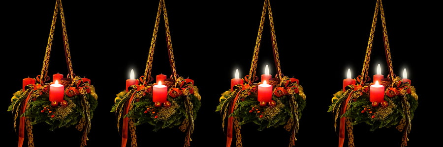four green-and-red candle holders thumbnail