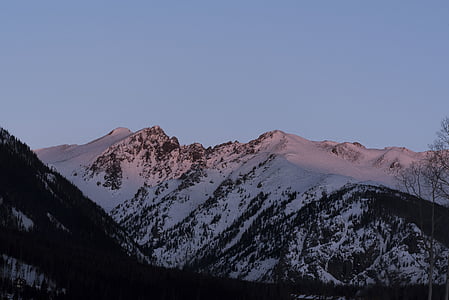 snow mountain under blue sky during sunset thumbnail