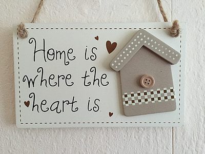 white and gray wooden signage with Home is where the heart is text thumbnail