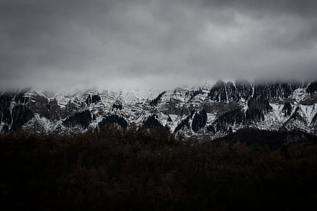 mountain range, mountains, landscape, fog, foggy thumbnail