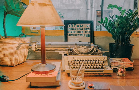Table Lamp Near Typewriter thumbnail