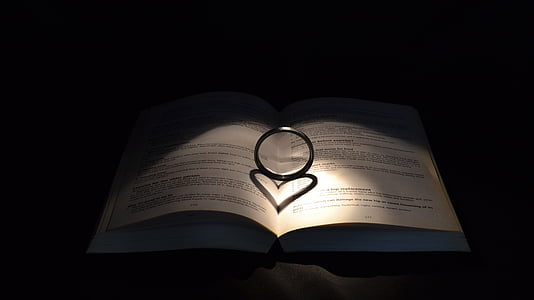 silver-colored ring on top of opened book thumbnail