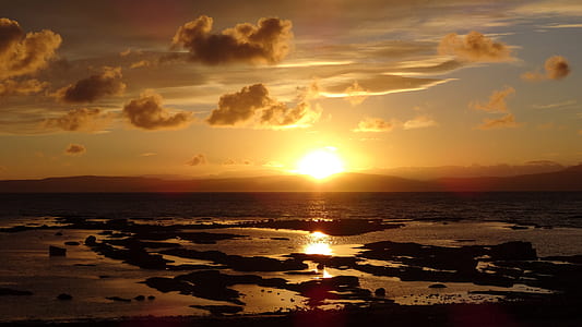 body of water during golden hour thumbnail