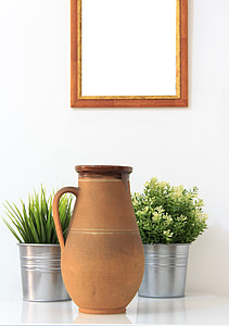 brown clay pot vase near galvanized pots thumbnail
