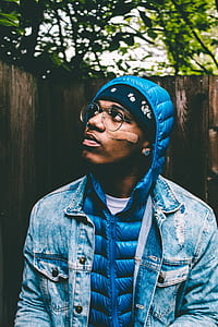 man wearing blue denim jacket outdoor thumbnail