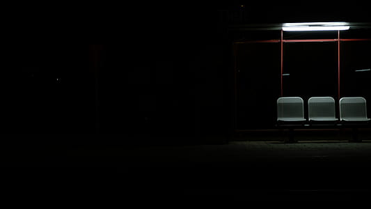 gray bench under white fluorescent light thumbnail