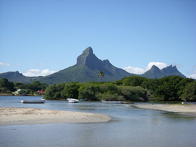 calm large body of water across woods and mountain at dyatime thumbnail