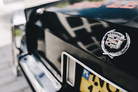 Close up of antique black and chrome Cadillac car thumbnail