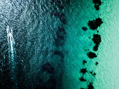 boat, green, sea, aerial thumbnail