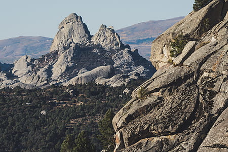 Gray Rocky Mountains Surrounded With Trees thumbnail
