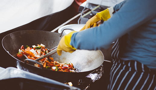 person wearing yellow gloves cooking thumbnail
