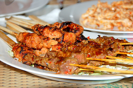 grilled barbecue on white plate thumbnail