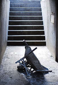 wheel barrow in the middle of the hall thumbnail