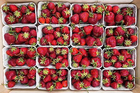 Fresh strawberries at a farmers market thumbnail