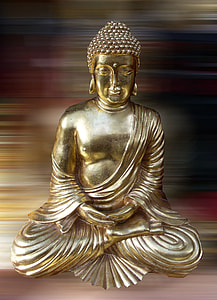 brass-colored Buddha statue in close-up photography thumbnail