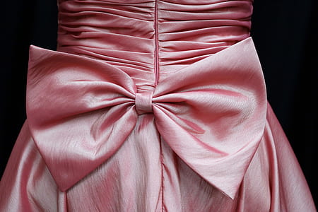 pink ruched dress with bow thumbnail