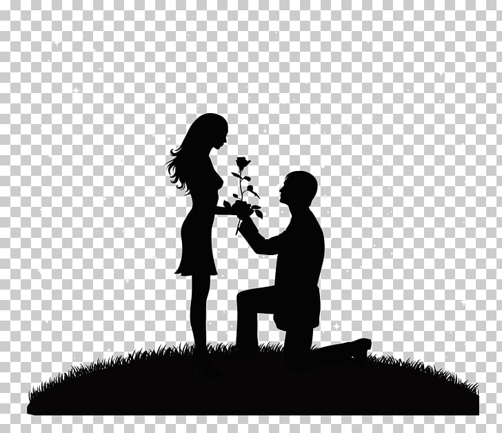 Cartoon Drawing Couple Silhouette Couple Next Month Man Kneeling In Front Of Woman Illustration Png Clipart Free Cliparts Uihere