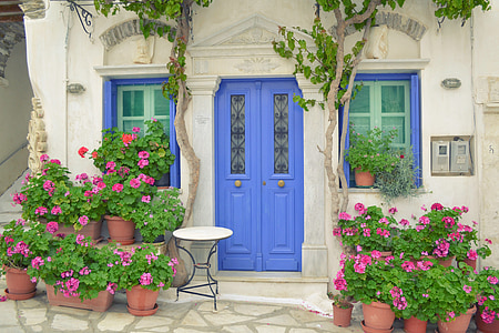 closed blue side-by-side door thumbnail