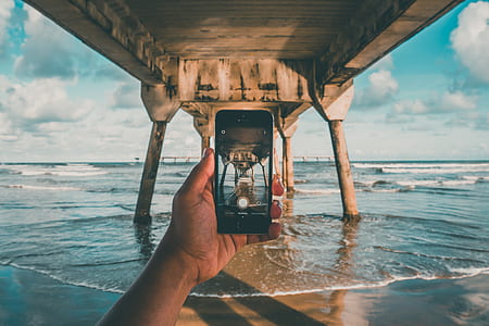 sea, sky, beach, hand thumbnail