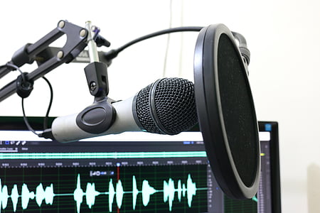 black pop filter and gray standard microphone thumbnail