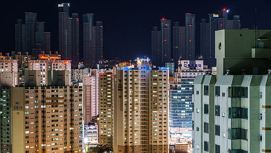lighted concrete buildings thumbnail