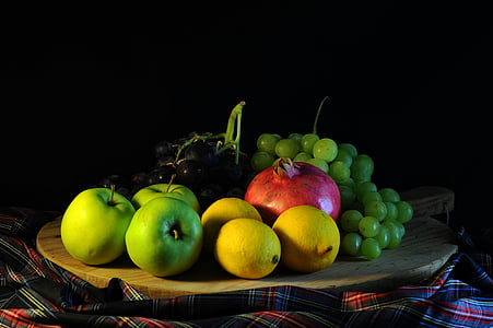green apples, lemons and grapes fruits thumbnail