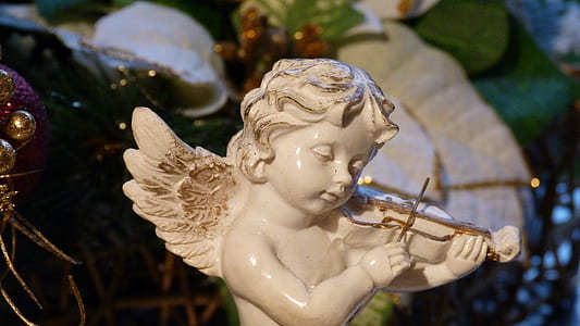 cherub playing violin figurine thumbnail