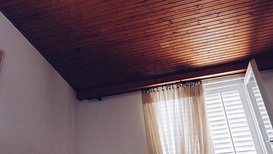 Beige Window Curtain on White Window Panel thumbnail