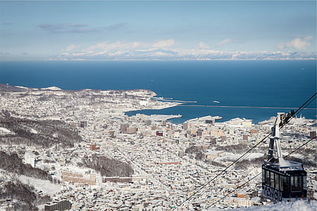 high angle photography of city near body of water thumbnail