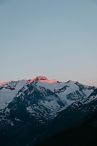 black mountain, snow, blue clear sky, mountain thumbnail