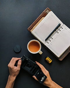 flat lay photography of notebook and coffee thumbnail