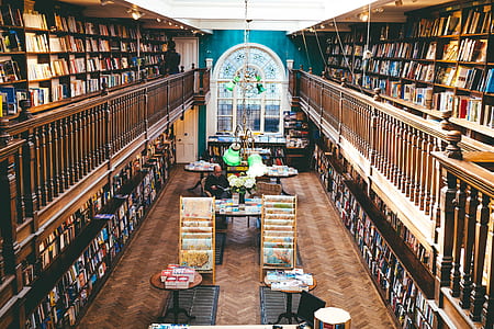 top view photography of library thumbnail