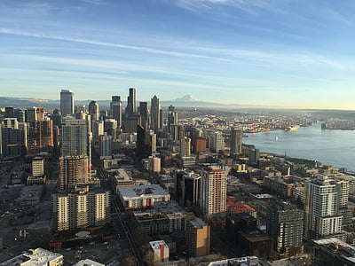 aerial photo of buildings near body of water thumbnail