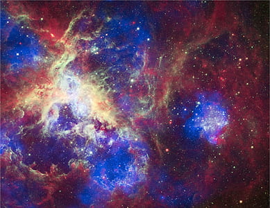 red, blue, and yellow galaxy illustration thumbnail