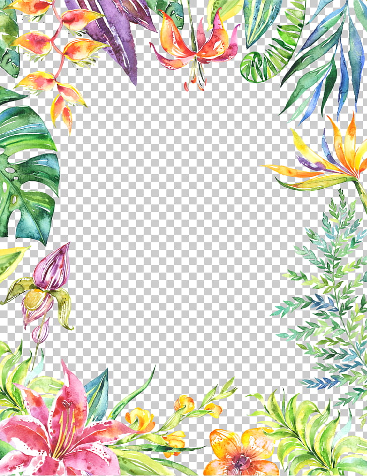 Watercolor painting Flower Wedding, Watercolor background, multicolored flower border PNG clipart