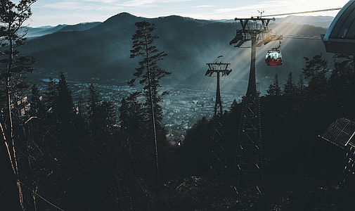 top view of cable tram above trees thumbnail