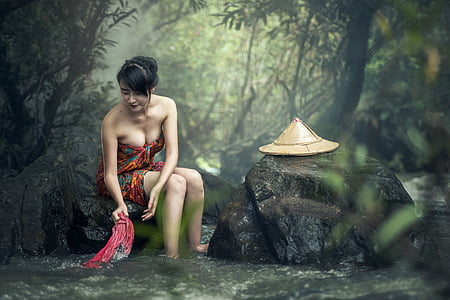women's red and green strapless dress thumbnail