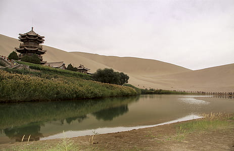 brown pagoda near body of water thumbnail