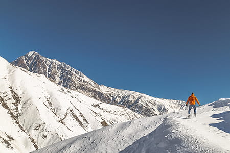 person standing on snow mountain thumbnail