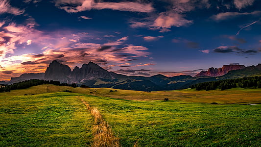 green grass field under cloudy sky during daytime thumbnail