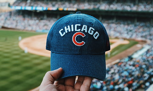 person holding Chicago Cubs fitted cap thumbnail