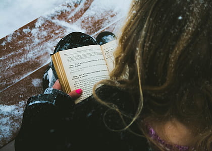 woman reading book while sitting on chair thumbnail