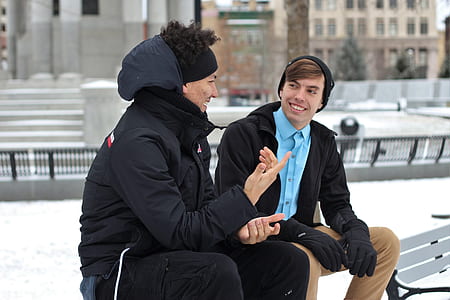 two man talking on park thumbnail