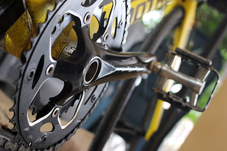 Close up detail of racing bicycle pedals and crank thumbnail