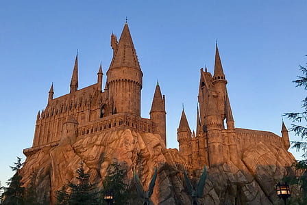 low-angle photography of castle during blue hour thumbnail
