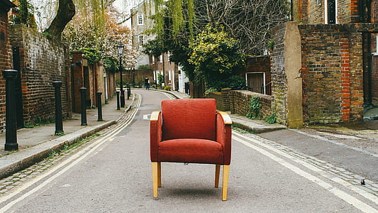 red armchair at road thumbnail